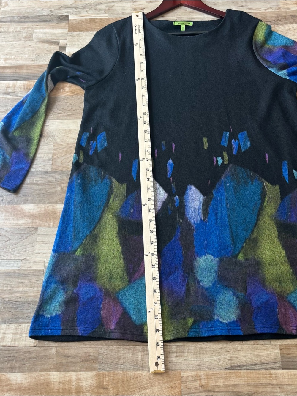 Trisha Tyler XL Abstract Tunic Top Wearable Art Jewel Tone Artsy Eclectic - Picture 5 of 9